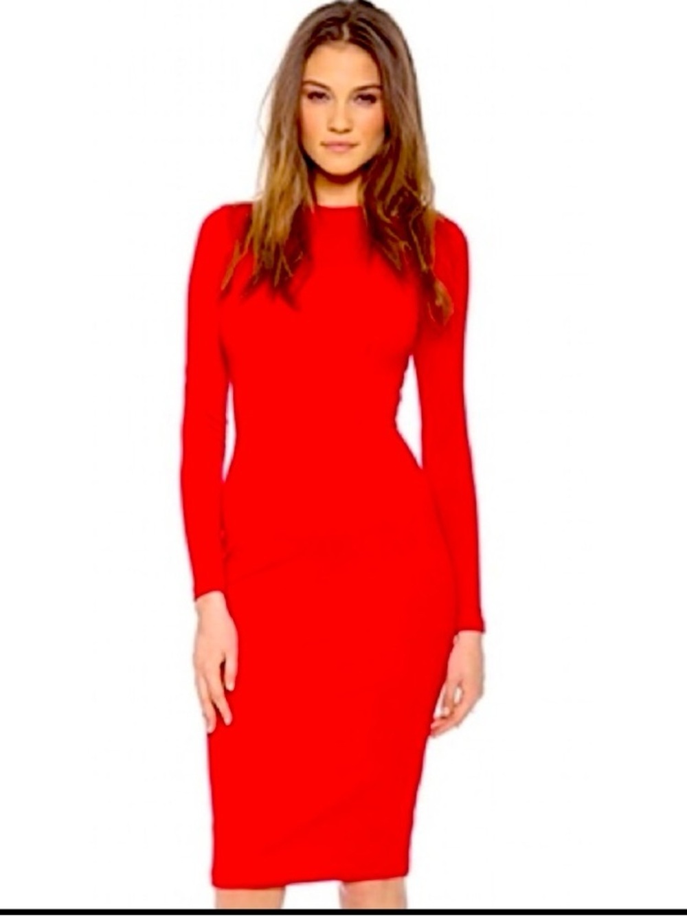 5th & Mercer Long-Sleeve Red Midi Sheath Dress‎ Size 14 NWT